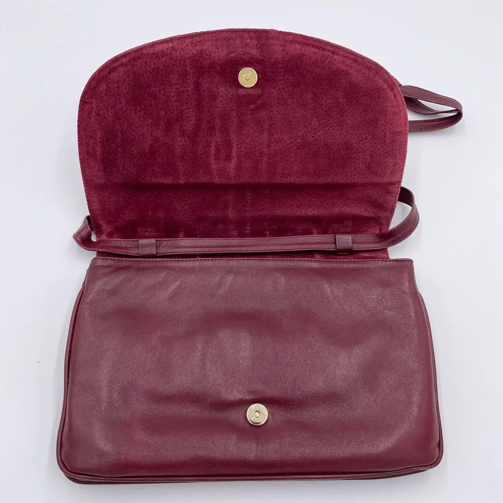 Vintage 60s 70s Stanley Blacker Designer Shoulder Bag Purse Burgundy Red Leather